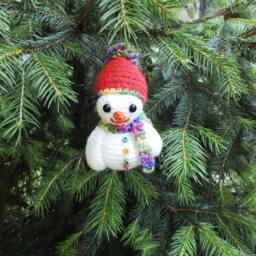 stuffed Crochet Snowman Amigurumi Christmas Ornament Tree Decor, Home Decor - thumbnail 4