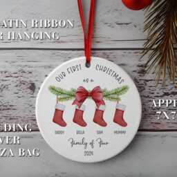 Personalized Family Of 4 Christmas Ornament New Baby Keepsake - thumbnail 3