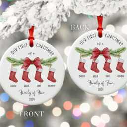 Personalized Family Of 4 Christmas Ornament New Baby Keepsake - thumbnail 2