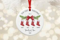 Personalized Family Of 4 Christmas Ornament New Baby Keepsake - thumbnail 1