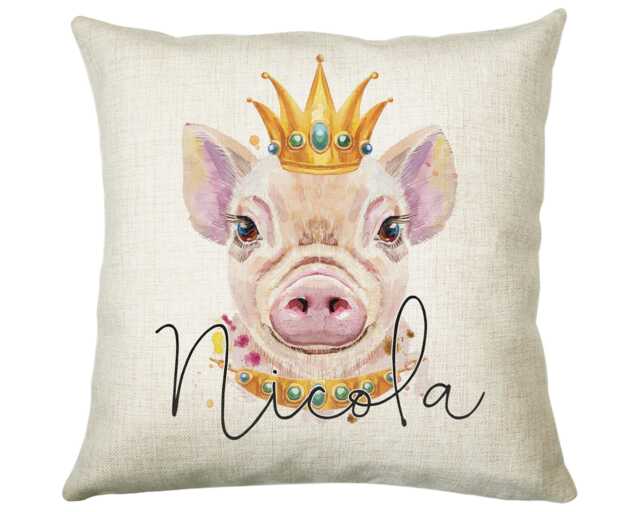 Personalised Hipster Pig Cushion Gift Printed Name Design - Throw Pillow For Mum Friend Bedroom Birthday Christmas Cs142 - image 1