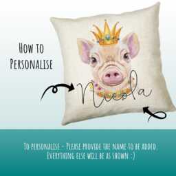 Personalised Hipster Pig Cushion Gift Printed Name Design - Throw Pillow For Mum Friend Bedroom Birthday Christmas Cs142 - thumbnail 3