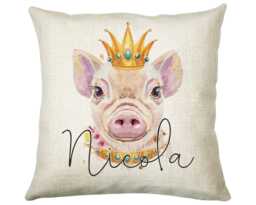 Personalised Hipster Pig Cushion Gift Printed Name Design - Throw Pillow For Mum Friend Bedroom Birthday Christmas Cs142 - thumbnail 1