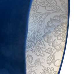 Navy Blue Velvet Handmade Lampshade With Grey Floral Lining - thumbnail 3
