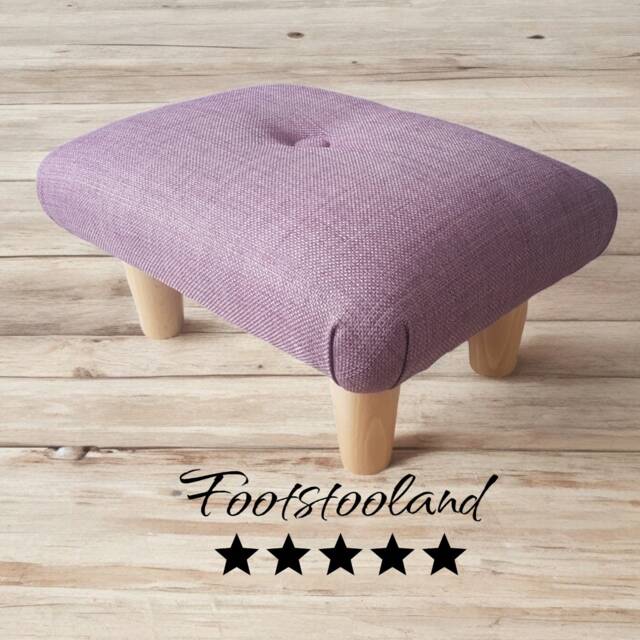 Handmade Light Purple Grape Footstool Small Home Office Stool With Button, S - image 1