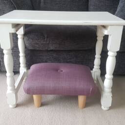 Handmade Light Purple Grape Footstool Small Home Office Stool With Button, S - thumbnail 2