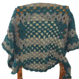 Teal Gray Crochet Baby Blanket Afghan - 30x40 - thumbnail 2