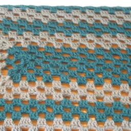 Teal Gray Crochet Baby Blanket Afghan - 30x40 - thumbnail 3