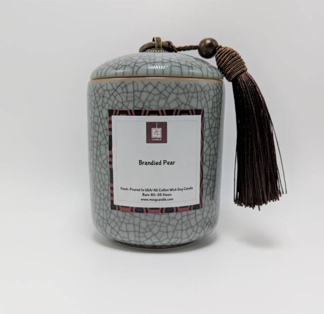 8 Oz Blue Porcelain Stained Crackle-Glazed Jar Container Candle With Lid Candles Oriental Zen Rich Asian Hand Poured - image 1