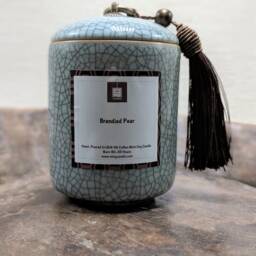 8 Oz Blue Porcelain Stained Crackle-Glazed Jar Container Candle With Lid Candles Oriental Zen Rich Asian Hand Poured - thumbnail 2