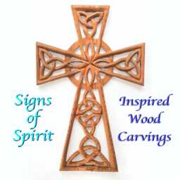 Celtic Trinity Knots & Serch Bythol Woven Cross - Large Wall Cross Sculpture Wood Carved Christian Wood Carved Wall Art - thumbnail 1