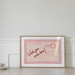 Wish You Were Here Postcard Print, Unframed Art, Bold Kitchen Posters, Trendy Bright Decor, Bedroom, Typography Quotes, Retro, Horizontal - thumbnail 3