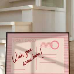 Wish You Were Here Postcard Print, Unframed Art, Bold Kitchen Posters, Trendy Bright Decor, Bedroom, Typography Quotes, Retro, Horizontal - thumbnail 2