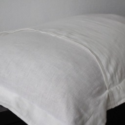 Pillowcase With Flanges/Edges All Around , 100% Pure Off White Linen Euro Shams Pillow Cover Softened Flax in Handmade - thumbnail 4