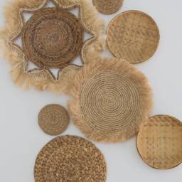 Hand Woven Bamboo Wall Decor Set - Bohemian Rattan Plates, Of 7 - thumbnail 4
