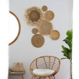 Hand Woven Bamboo Wall Decor Set - Bohemian Rattan Plates, Of 7 - thumbnail 2