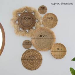 Hand Woven Bamboo Wall Decor Set - Bohemian Rattan Plates, Of 7 - thumbnail 3