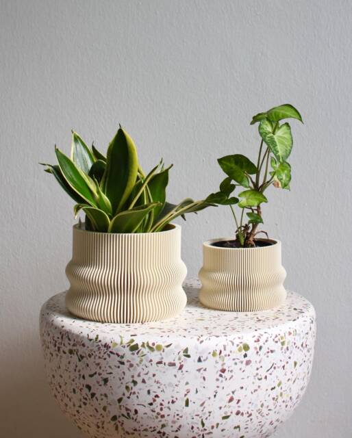 Set Of 2 Plant Pots Homer Almond Cream 3Dprinted - image 1