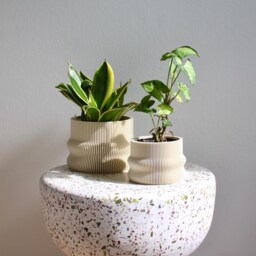 Set Of 2 Plant Pots Homer Almond Cream 3Dprinted - thumbnail 3