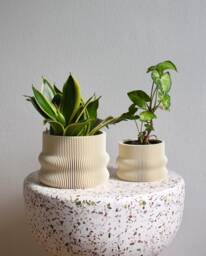 Set Of 2 Plant Pots Homer Almond Cream 3Dprinted - thumbnail 1