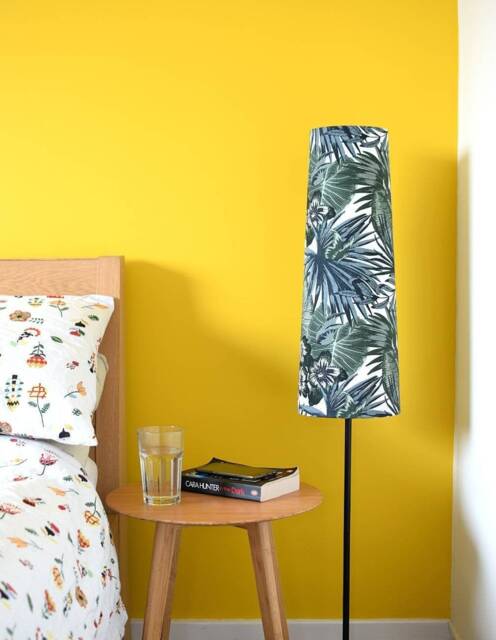 Tall Tropical Leaf Lampshade Genuine Scandinavian Fabric, Handmade By Vivid Shades, Funky Scandi Monstera - image 1