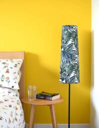 Tall Tropical Leaf Lampshade Genuine Scandinavian Fabric, Handmade By Vivid Shades, Funky Scandi Monstera - thumbnail 1