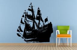Sail Boat Old Ship Yat Liner Ocean Sea Lake River Transport Wall Decal Vinyl Sticker Mural Room Decor L1697 - thumbnail 1