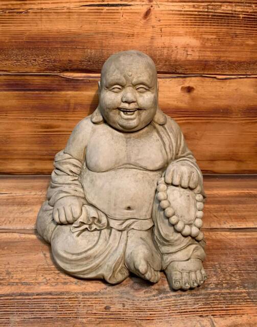 Stone Garden Laughing Buddha Sitting Down Lucky Zen Large Statue Ornament - image 1