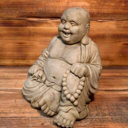 Stone Garden Laughing Buddha Sitting Down Lucky Zen Large Statue Ornament - thumbnail 2