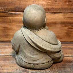 Stone Garden Laughing Buddha Sitting Down Lucky Zen Large Statue Ornament - thumbnail 4