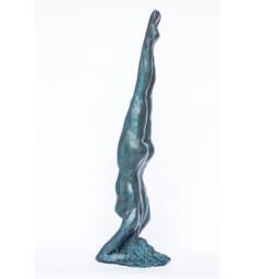 Yoga Sirsasana Blue Bronze - Original Scultpure Of The Position - thumbnail 2