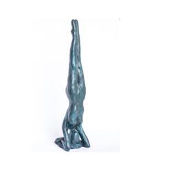 Yoga Sirsasana Blue Bronze - Original Scultpure Of The Position