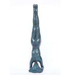 Yoga Sirsasana Blue Bronze - Original Scultpure Of The Position - thumbnail 3