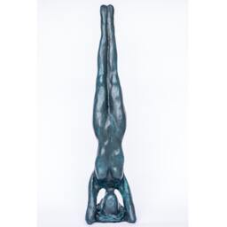 Yoga Sirsasana Blue Bronze - Original Scultpure Of The Position - thumbnail 4