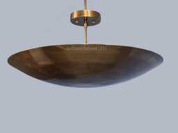 Mid Century Modern Brass Bowl Ceiling Light - Large Flush Mount Fixture Pendant Light, Chandelier - thumbnail 1