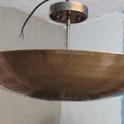 Mid Century Modern Brass Bowl Ceiling Light - Large Flush Mount Fixture Pendant Light, Chandelier - thumbnail 2