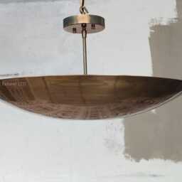Mid Century Modern Brass Bowl Ceiling Light - Large Flush Mount Fixture Pendant Light, Chandelier - thumbnail 3