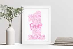 Personalised 1st Birthday Word Art Print, Gift, Custom Wall Framed Picture, Present For Girls, Boys, Kids, Son, Daughter - thumbnail 1