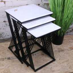 Romira White Marble Nest Of Tables Cross Leg Style - thumbnail 3