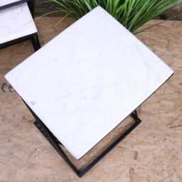 Romira White Marble Nest Of Tables Cross Leg Style - thumbnail 4