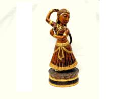 Dancing Lady Sculpture, Devadasi Statue, Wooden Handcrafted Doll, Indian Handicrafts, Fine Arts, Art, Home Decor, Chirtmas Gift, Gift - thumbnail 1