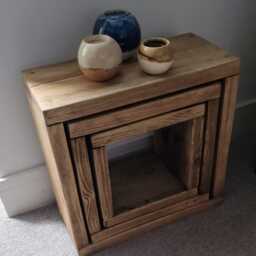 Rustic Industrial Cube - Nest Of Tables Reclaimed Solid Wood - thumbnail 3