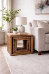 Rustic Industrial Cube - Nest Of Tables Reclaimed Solid Wood