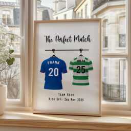 Personalised Wedding Print, Custom Football Couple Gift, Unique Wall Art, Mr & Mrs Present, Decor - thumbnail 2