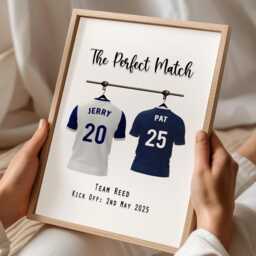 Personalised Wedding Print, Custom Football Couple Gift, Unique Wall Art, Mr & Mrs Present, Decor - thumbnail 3