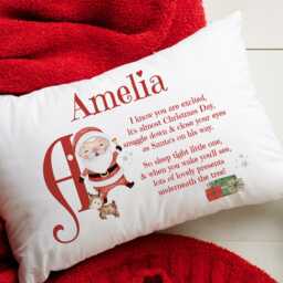 Personalised Santa Initial Pillowcase, Kids Holiday Bedding, Custom Poem Cushion Cover - thumbnail 2