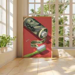Money Toothpaste Art Print, Conceptual Pop Art, Brush Your Teeth With Cash Poster, Wealth & Finance Wall Decor - thumbnail 3