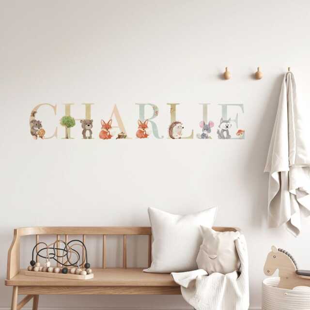 Woodland Personalised Names Nursery Wall Stickers Decals - image 1