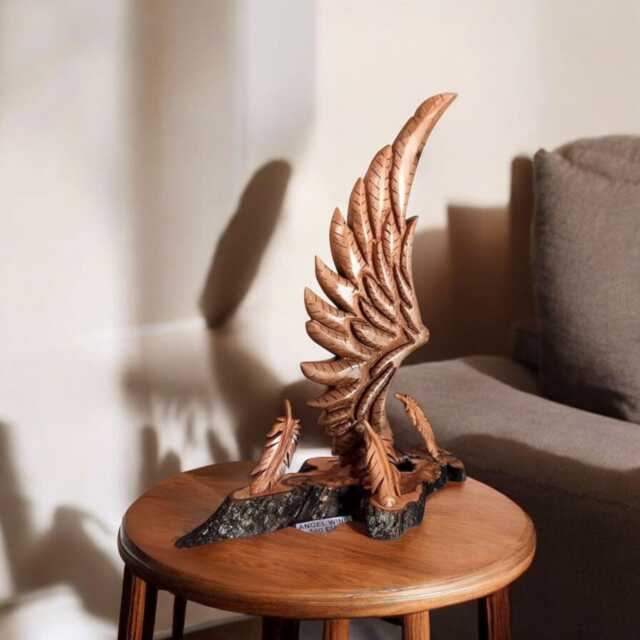 Angel Wing, Sculpture, Angel, Home Decor, Wooden Wood Carving, Love Gift, Spiritual Art, Christian Wing Sculpture - image 1
