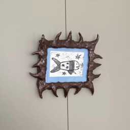 Little Fish Lino Print & Handmade Frame - Melbourne Artist Lou Lamb - thumbnail 3
